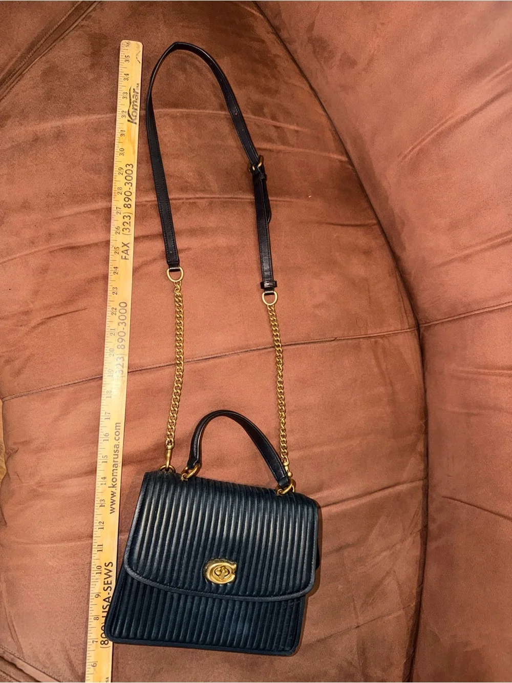 Coach Black gold Parker Top Quilted Nappa leather Crossbody bag